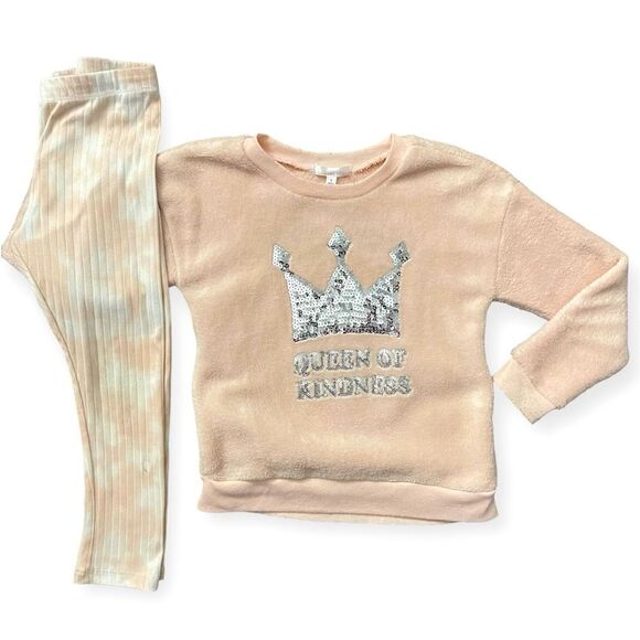 Nannette Kids Girl’s Pink Silver Sequin QUEEN OF KINDNESS Sherpa Outfit Set Sz 5 - Picture 16 of 16